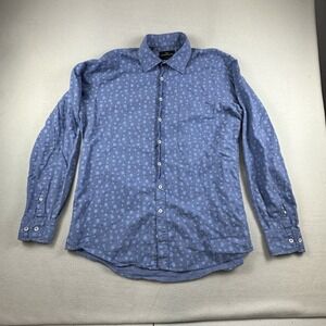 Rodd & Gunn Linen Shirt Mens XL Blue Floral Sports Fit Long Sleeve Lightweight
